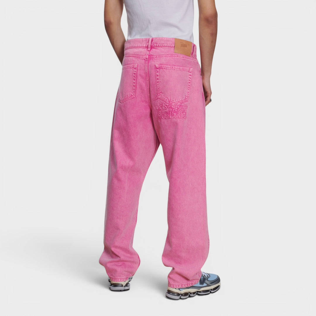 Patta Acid Wash Denim Pants I Pink