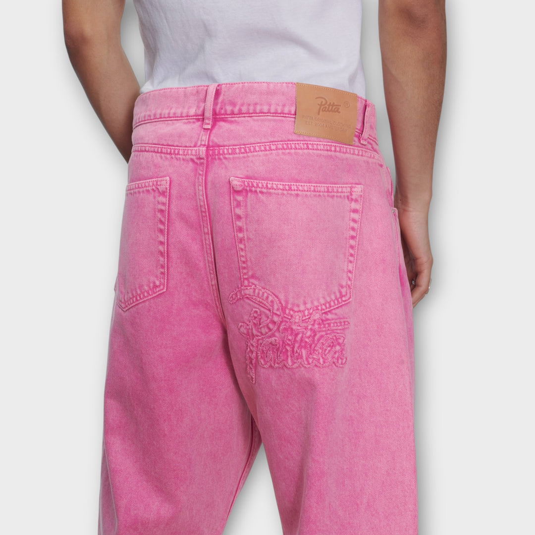 Patta Acid Wash Denim Pants I Pink