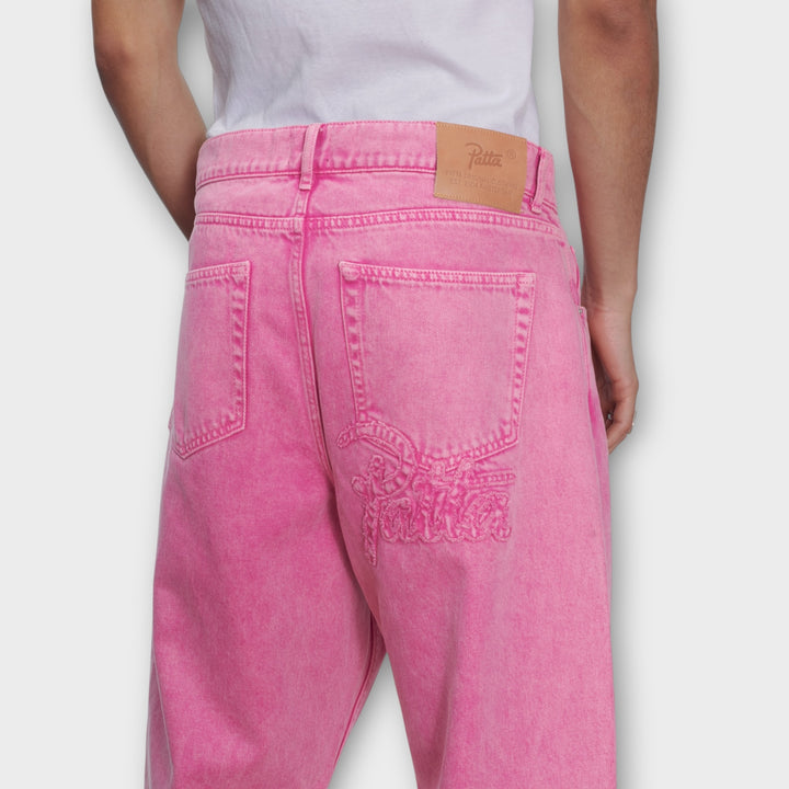 Patta Acid Wash Denim Pants I Pink