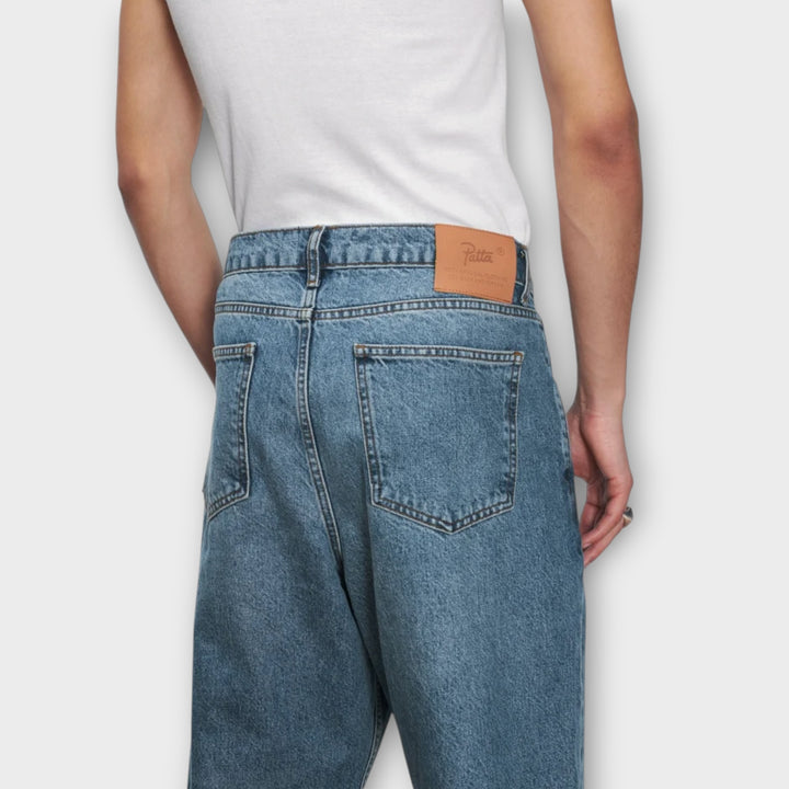 Patta Laser Print Whiskers Denim Pants I Lyse Blå