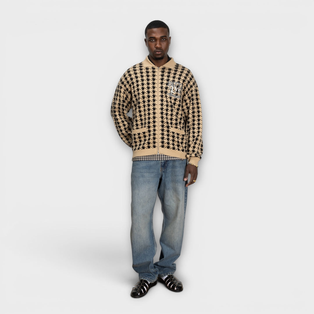 Patta Houndstooth Cardigan I Irish Cream
