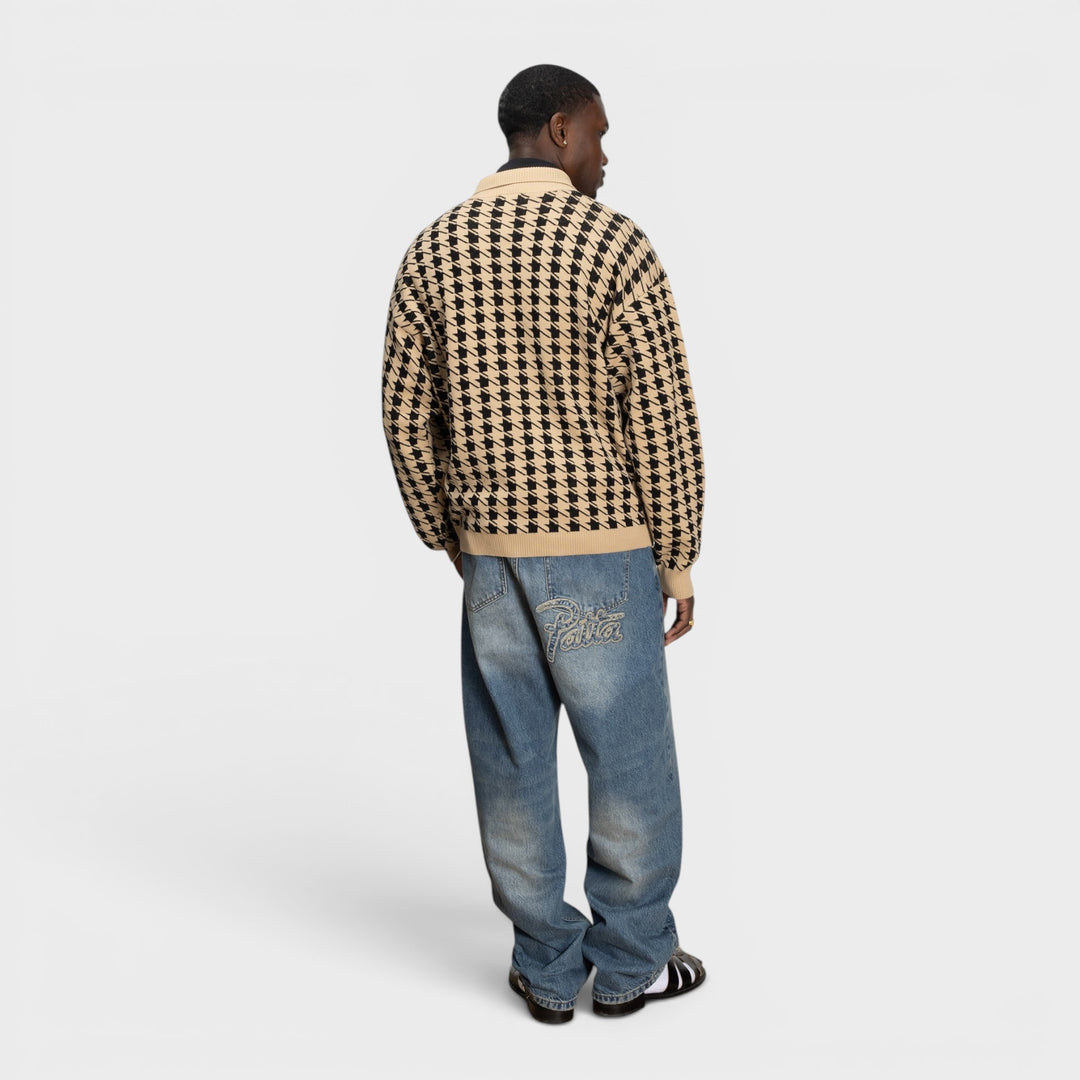 Patta Houndstooth Cardigan I Irish Cream