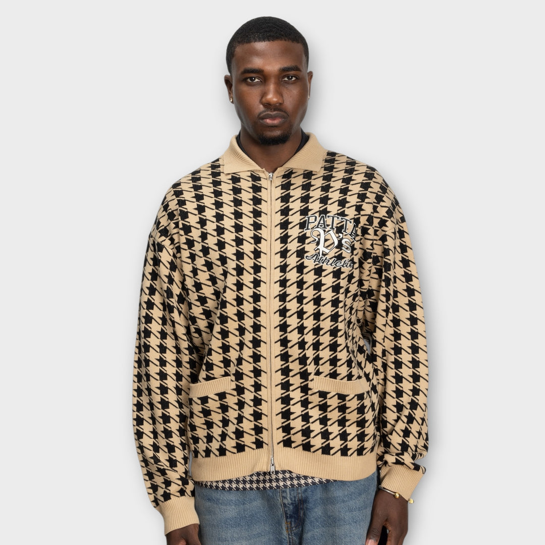 Patta Houndstooth Cardigan I Irish Cream