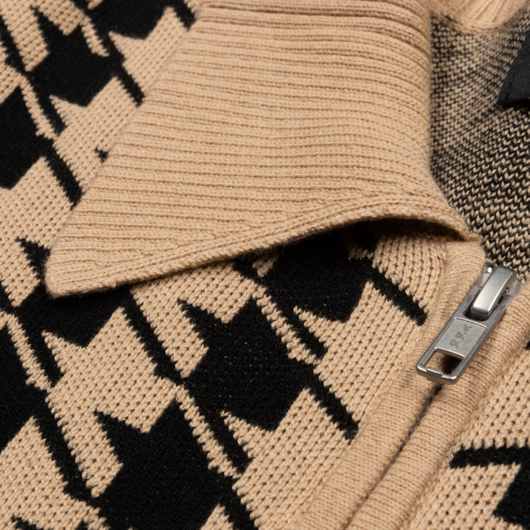 Patta Houndstooth Cardigan I Irish Cream