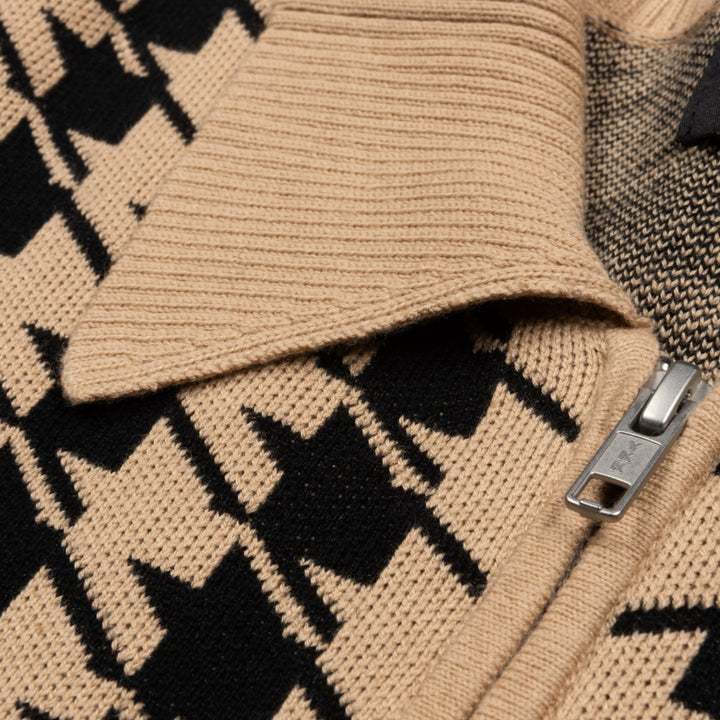 Patta Houndstooth Cardigan I Irish Cream