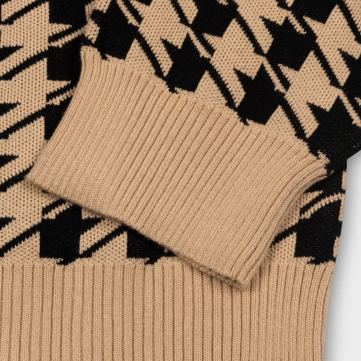 Patta Houndstooth Cardigan I Irish Cream