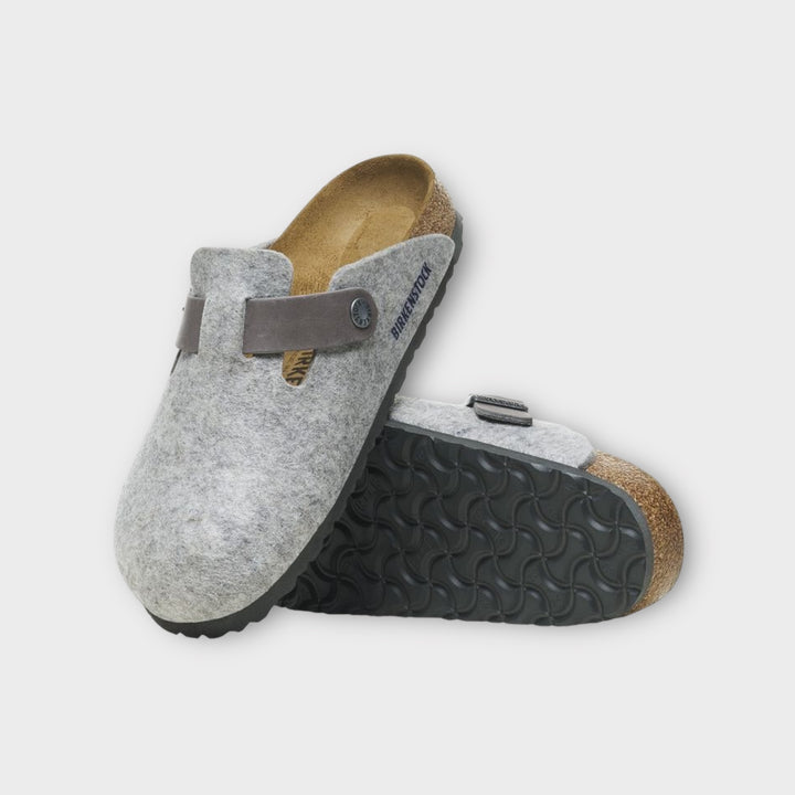 Birkenstock Boston In Light Grey