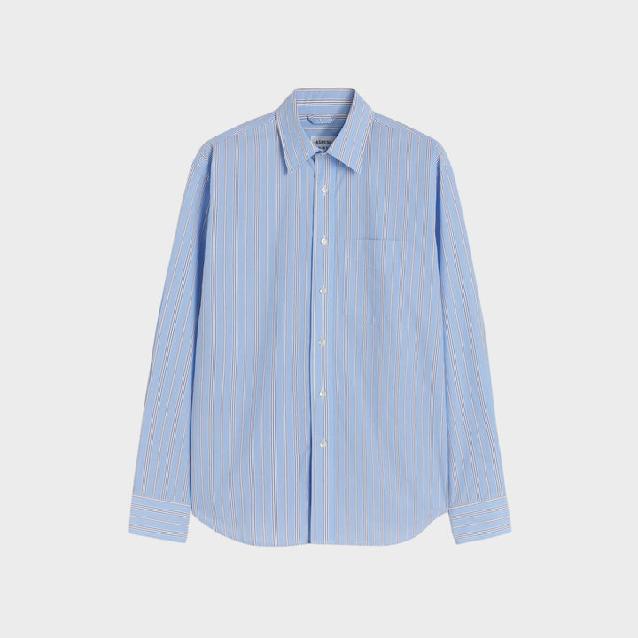 Aspesi Striped Cotton Poplin Shirt I Sky Blue