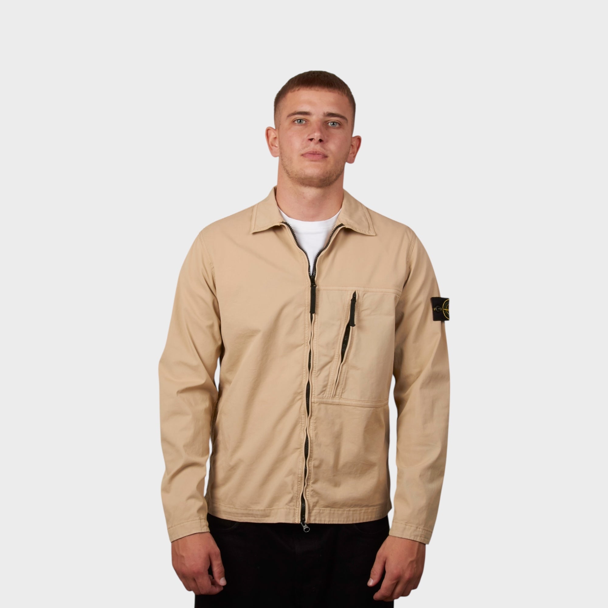 Stone Island Cotton Overshirt In Sand – Le-fix.com