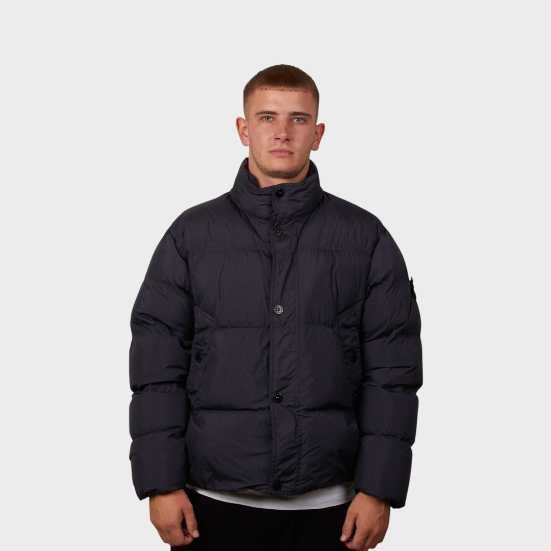 Stone Island Garment Crinkle Reps Down Jacket In Navy