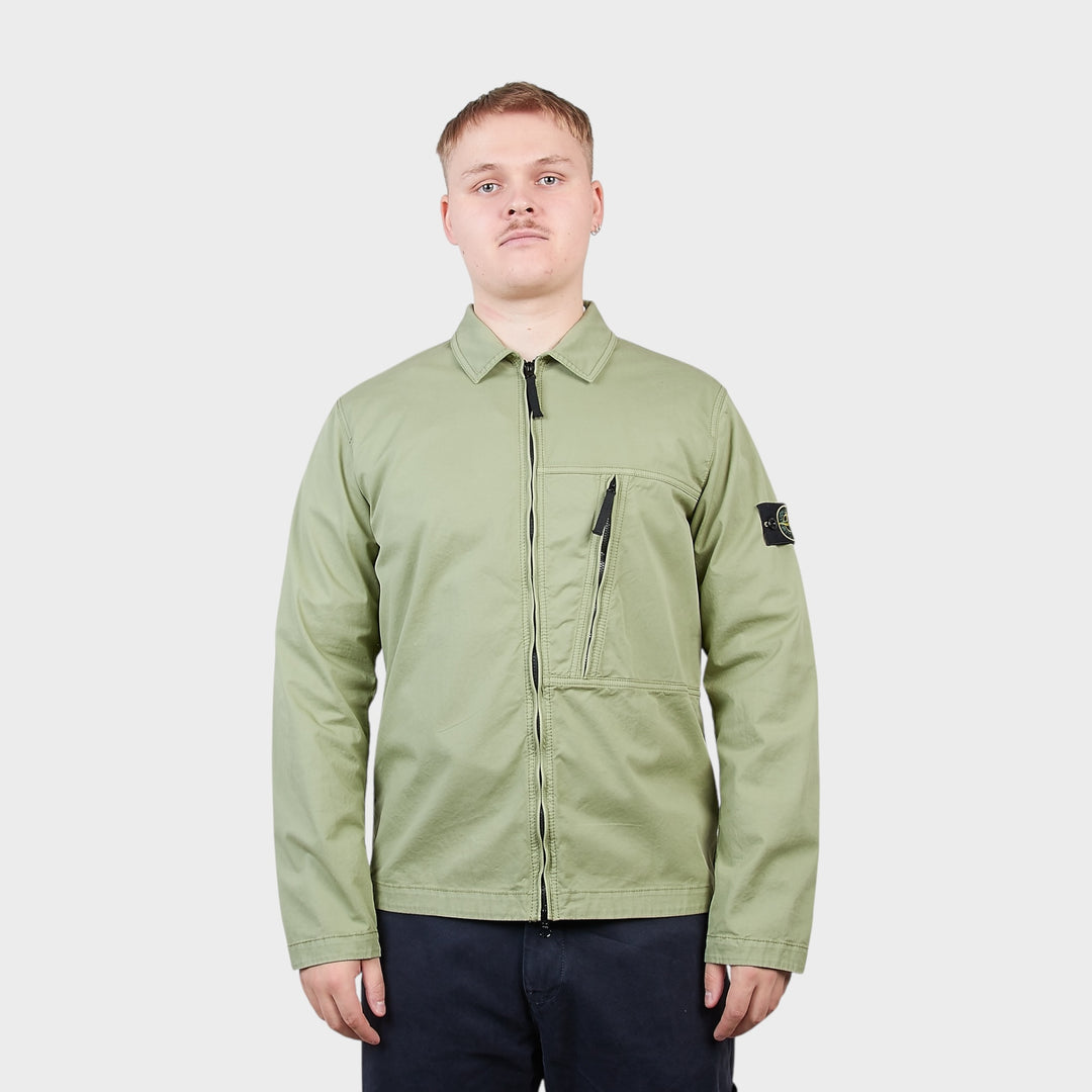 Stone Island Cotton Overshirt In Light Green