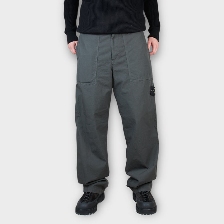 Stone Island Loose Fit Pants In Dark Grey