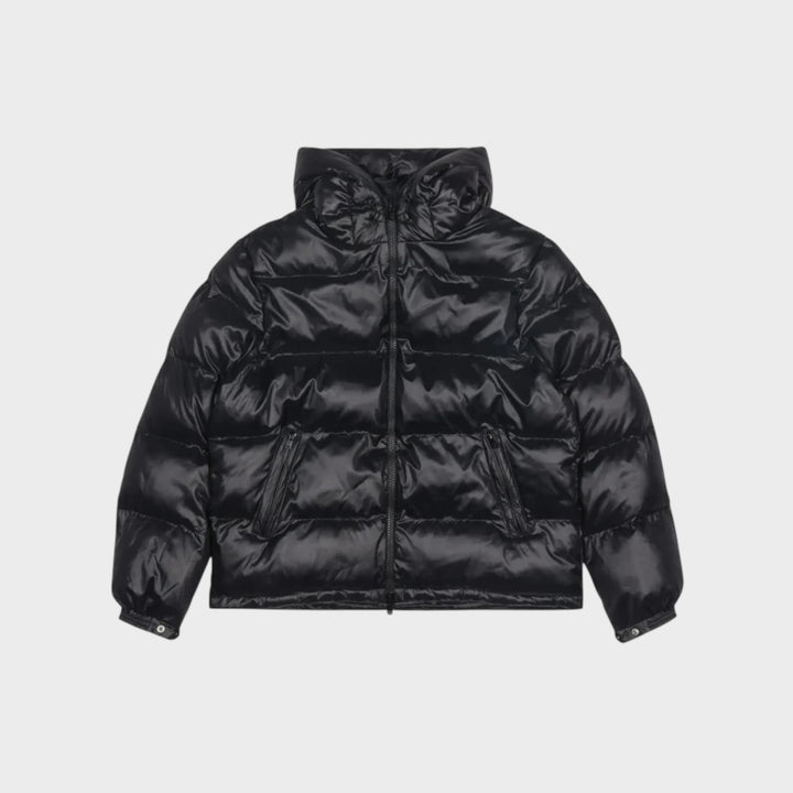 Patta Quilted Script Logo Puffer Jacket In Black