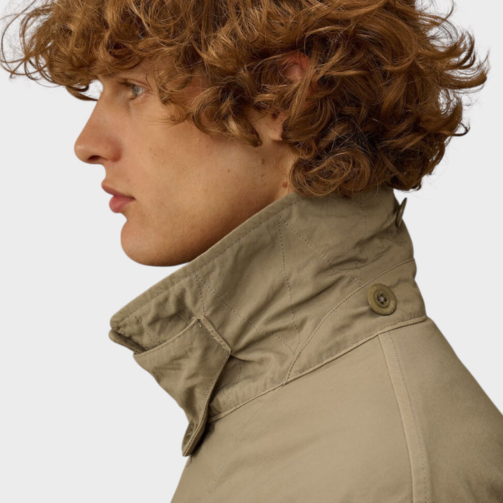 CP Company Twill Fishtail Padded Coat In Fallen Rock/Grey