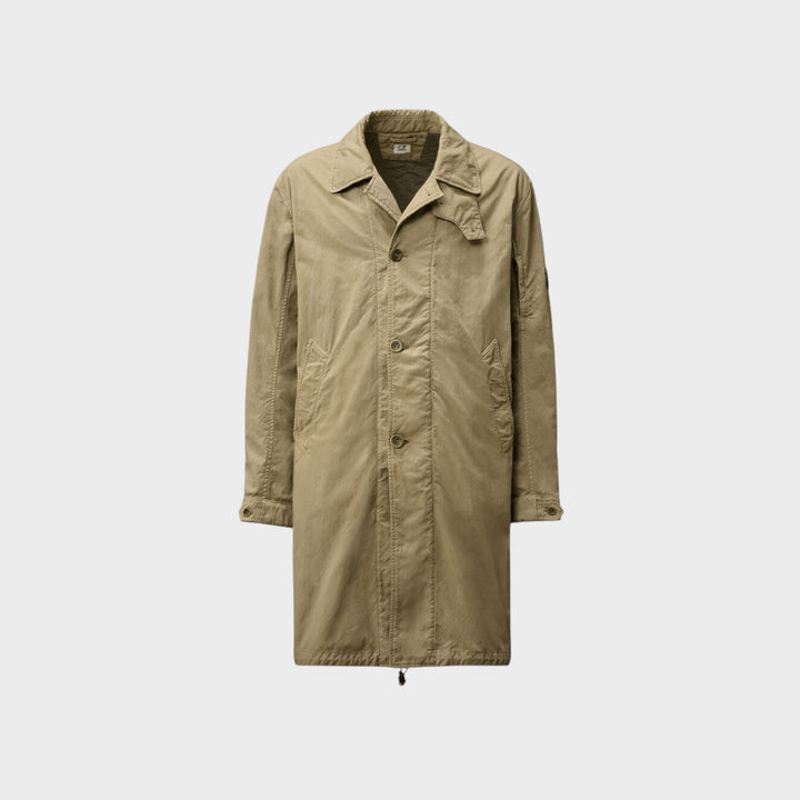 CP Company Twill Fishtail Padded Coat In Fallen Rock/Grey