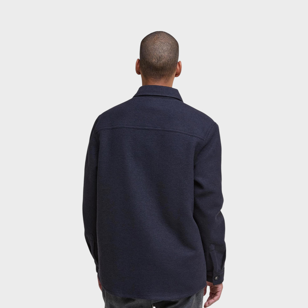 Barbour Marlow Tailored Wool Blend Overshirt In Navy