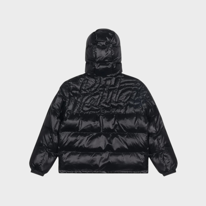 Patta Quilted Script Logo Puffer Jacket In Black