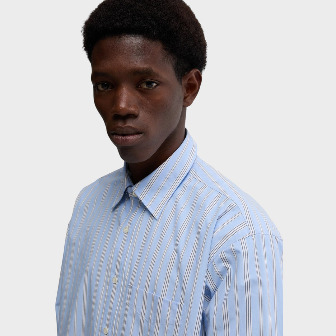 Aspesi Striped Cotton Poplin Shirt I Sky Blue