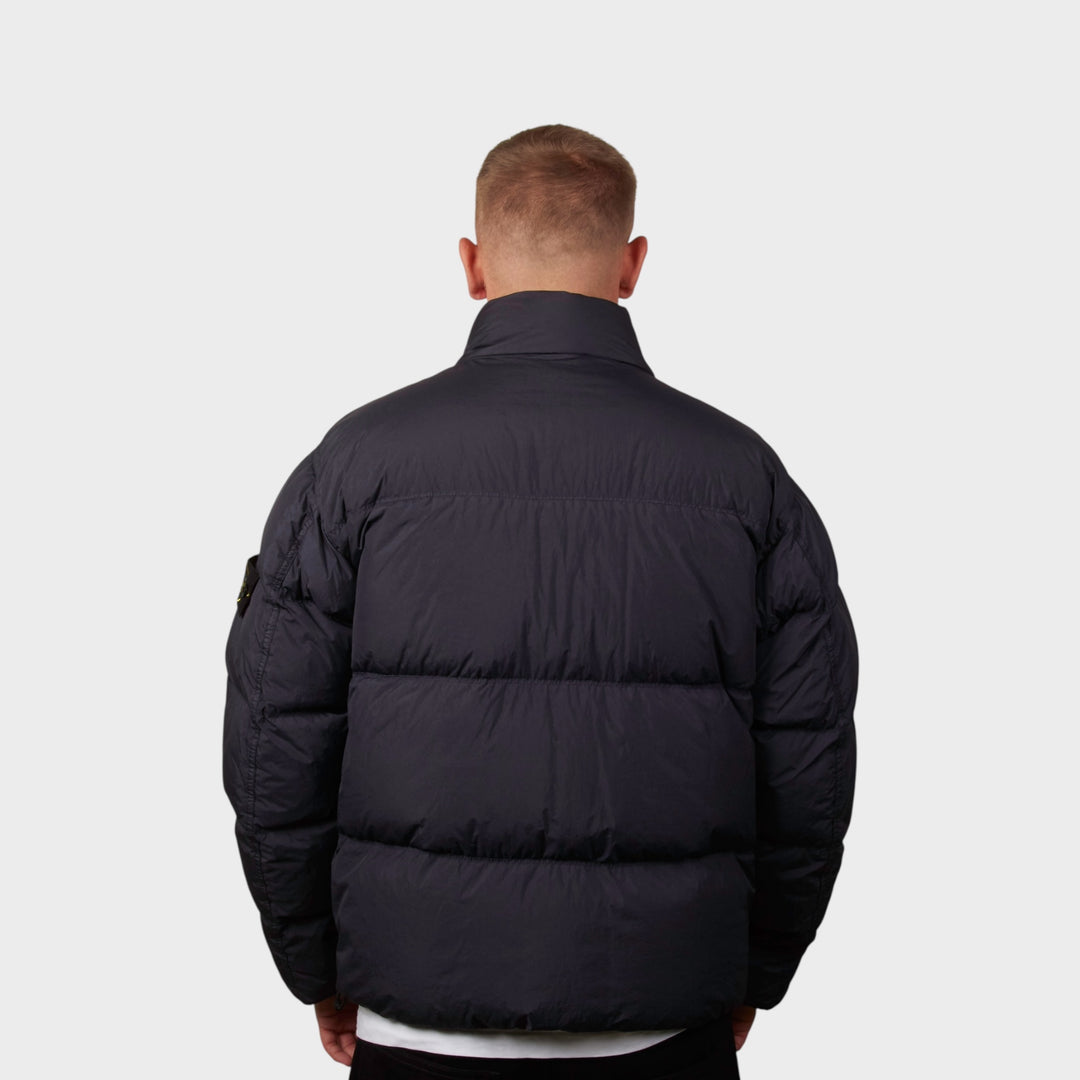 Stone Island Garment Crinkle Reps Down Jacket In Navy