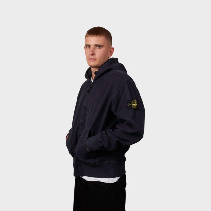 Stone Island Felpa Giubbotto Hooded Jacket In Dark Blue