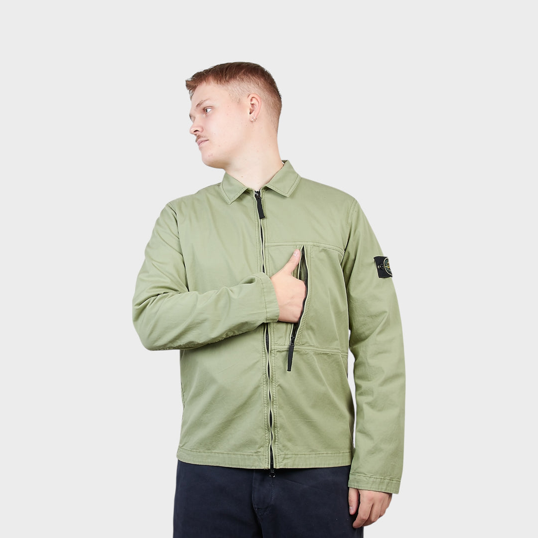 Stone Island Cotton Overshirt In Light Green