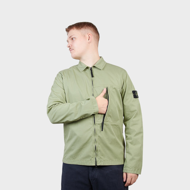 Stone Island Cotton Overshirt In Light Green