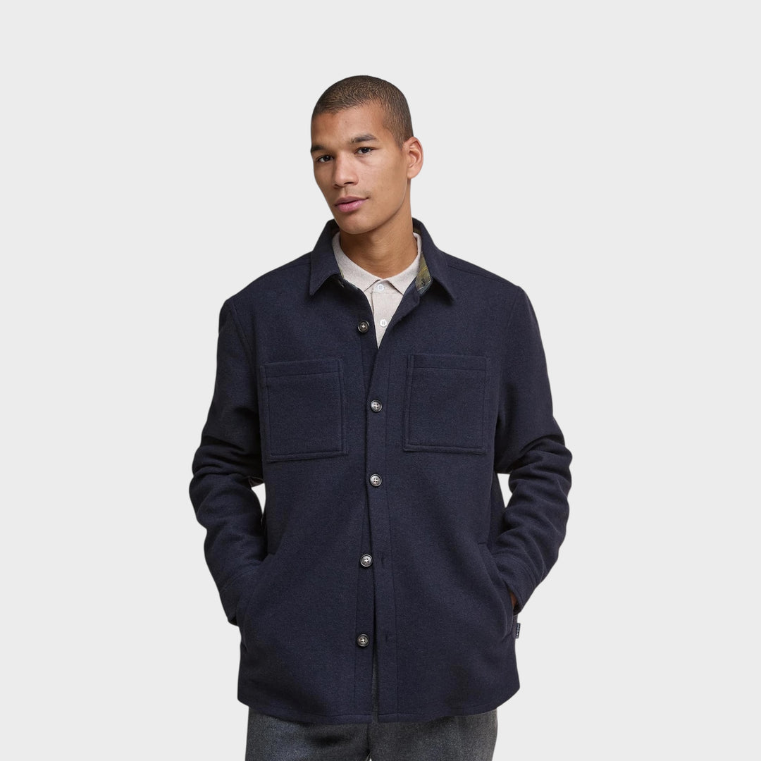 Barbour Marlow Tailored Wool Blend Overshirt In Navy