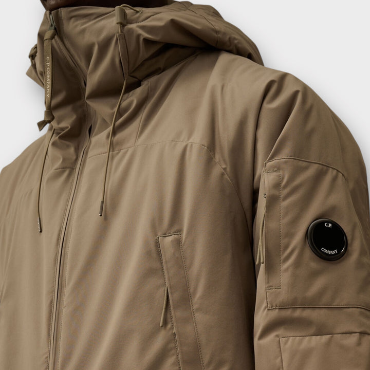 CP Company Pro-Tek Hooded Padded Jacket In Fungi Grey