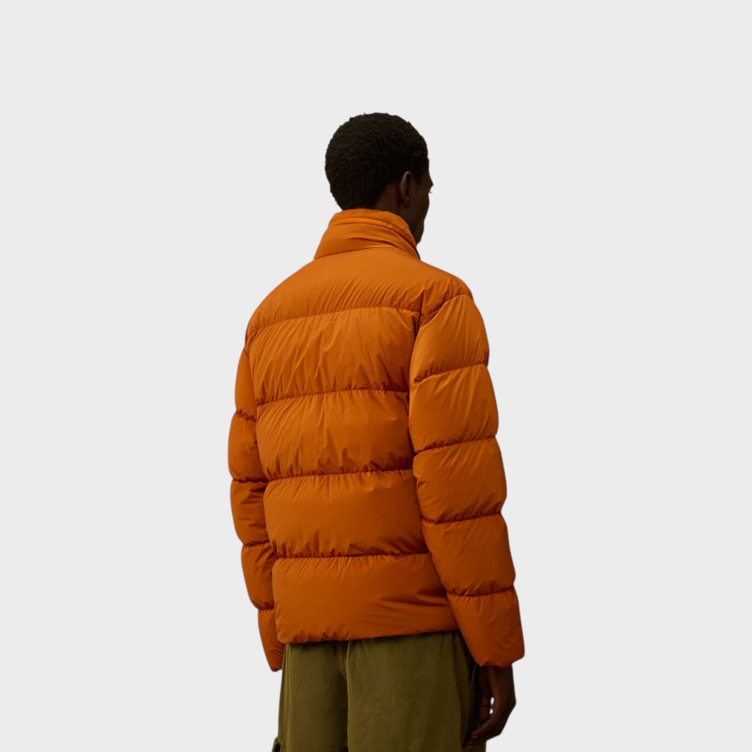 CP Company Nycra-R Hooded Down Jacket In Russet Orange