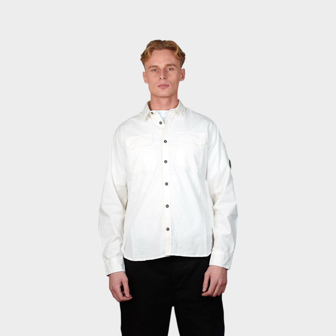 C.P. Company Organic Gabardine Button Skjorte I Gauze White