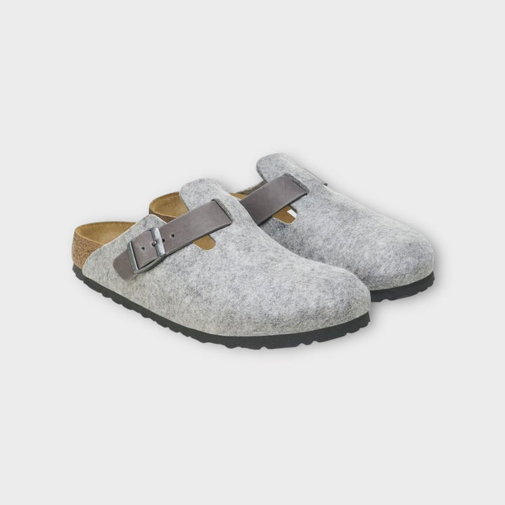 Birkenstock Boston In Light Grey