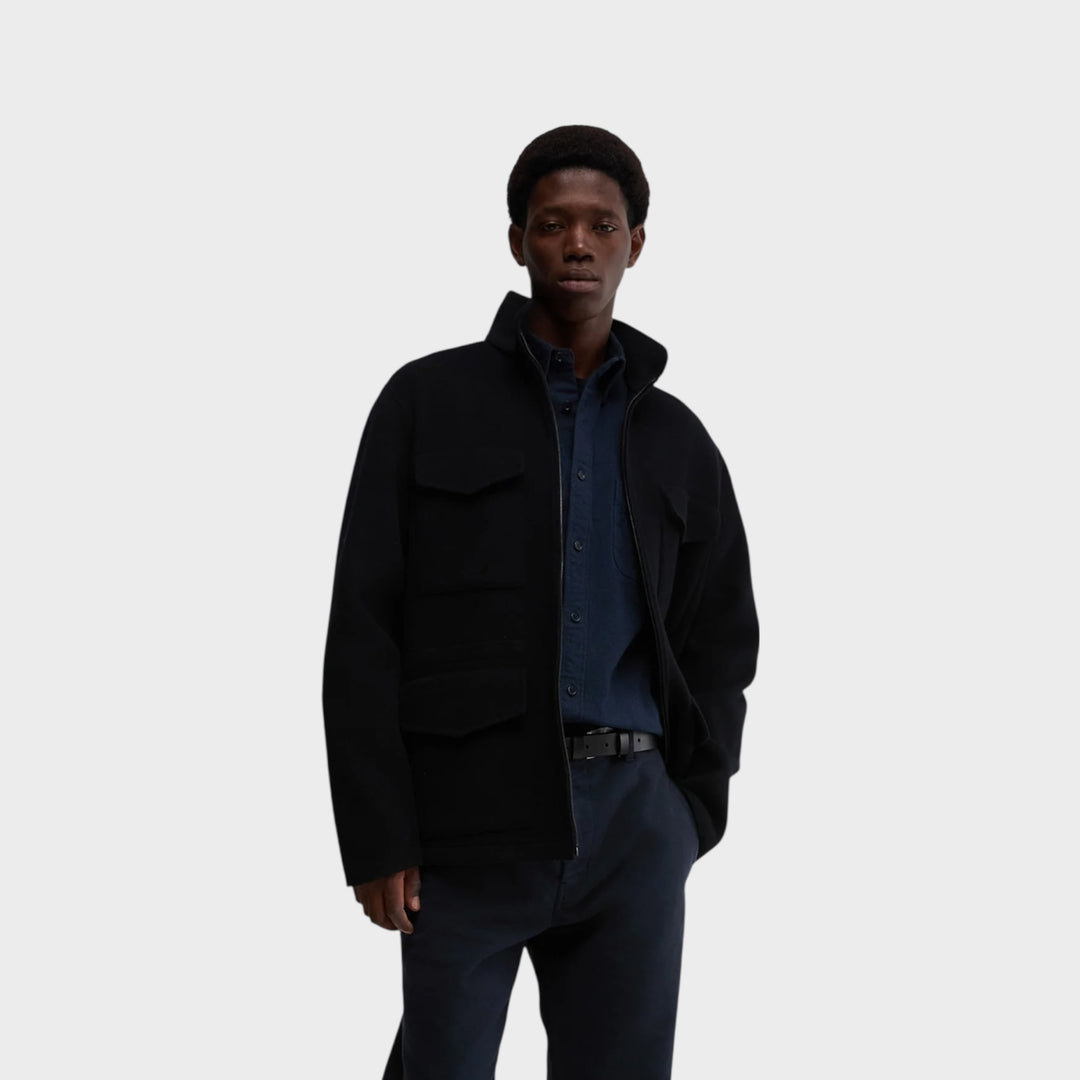 Aspesi Drops Cotton Twill Shirt I Navy