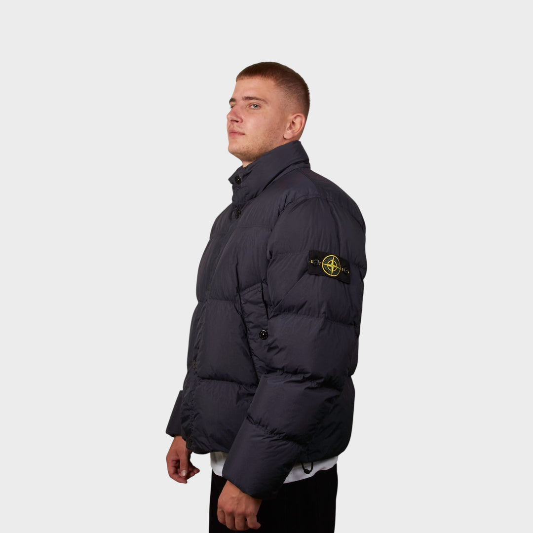 Stone Island Garment Crinkle Reps Down Jacket In Navy
