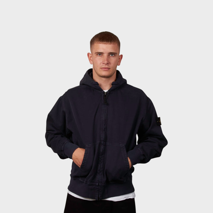 Stone Island Felpa Giubbotto Hooded Jacket In Dark Blue
