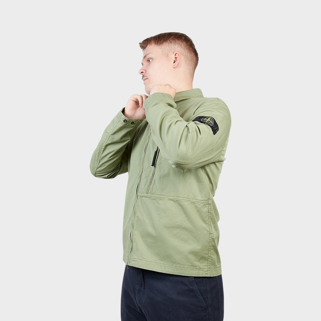 Stone Island Cotton Overshirt In Light Green