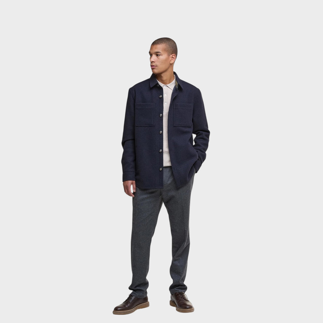 Barbour Marlow Tailored Wool Blend Overshirt In Navy
