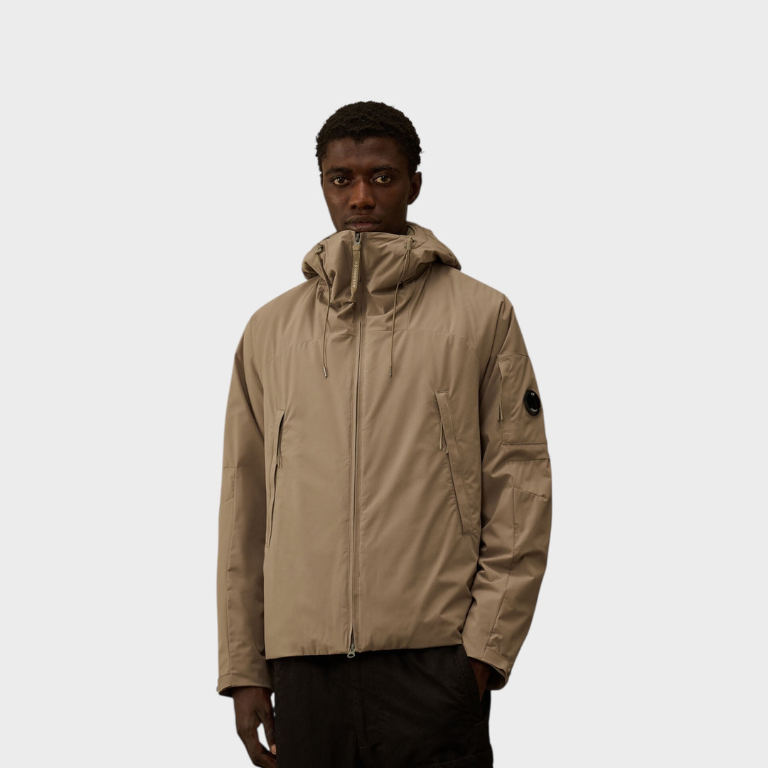 CP Company Pro-Tek Hooded Padded Jacket In Fungi Grey