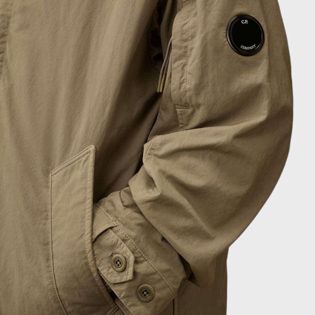 CP Company Twill Fishtail Padded Coat In Fallen Rock/Grey