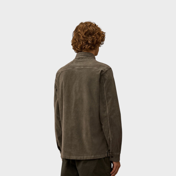 CP Company Corduroy Lens Longsleeve Button Shirt In Grey