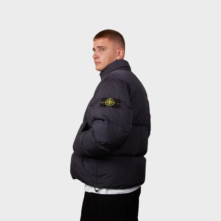 Stone Island Garment Crinkle Reps Down Jacket In Navy