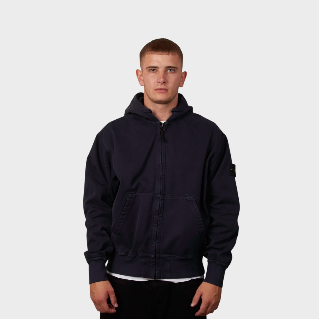 Stone Island Felpa Giubbotto Hooded Jacket In Dark Blue
