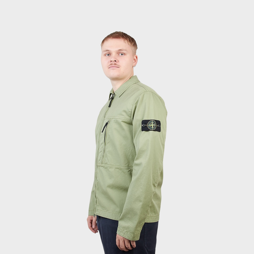 Stone Island Cotton Overshirt In Light Green