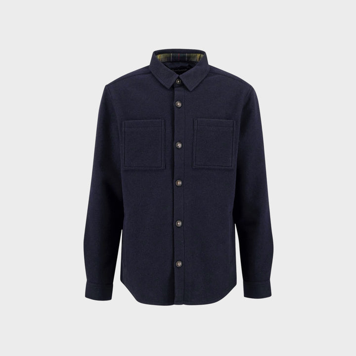 Barbour Marlow Tailored Wool Blend Overshirt In Navy