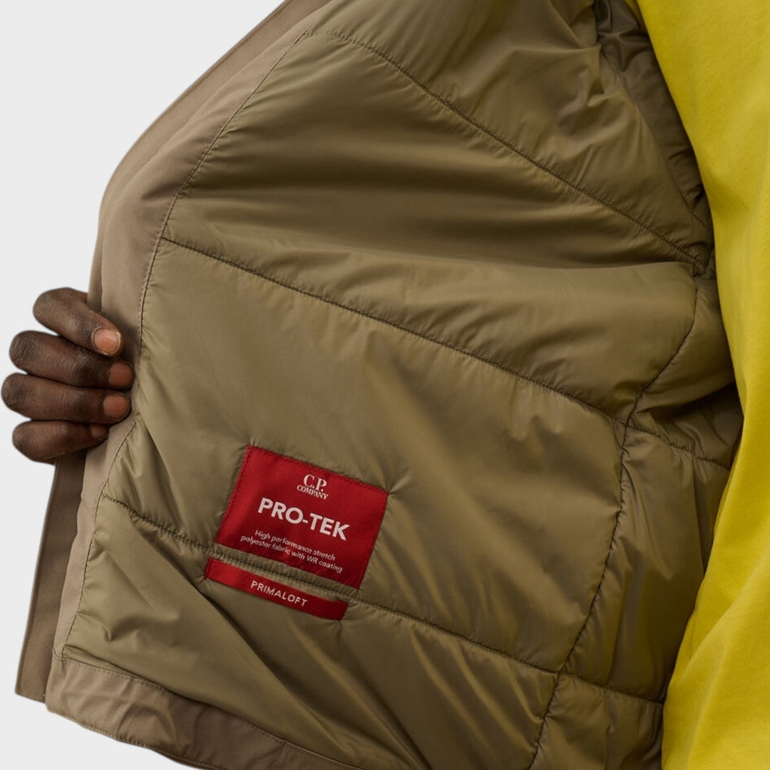 CP Company Pro-Tek Hooded Padded Jacket In Fungi Grey