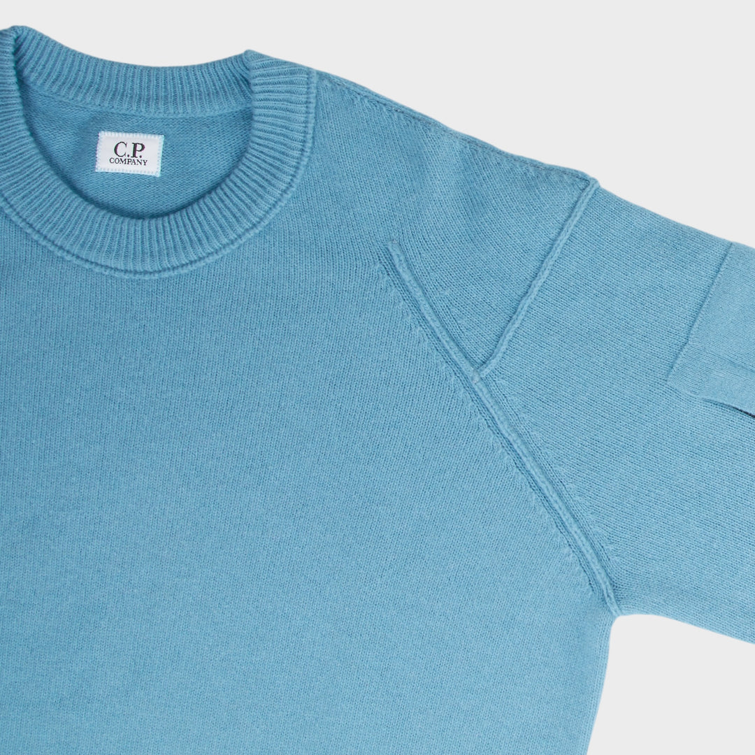 C.P. Company Lambswool GRS Lens Crewneck I Aegean Blue