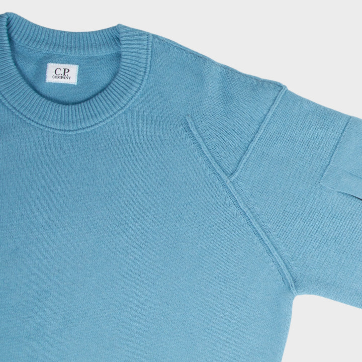 C.P. Company Lambswool GRS Lens Crewneck I Aegean Blue