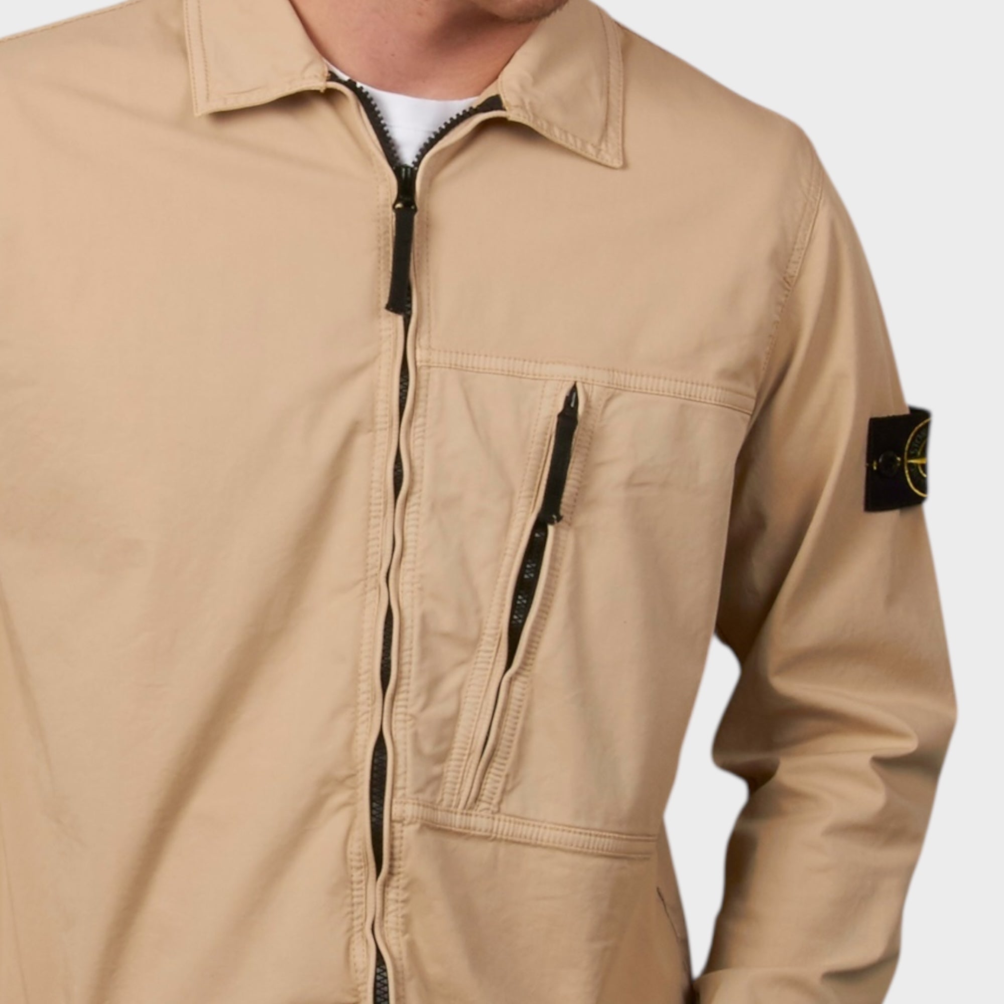 Stone Island Cotton Overshirt In Sand – Le-fix.com