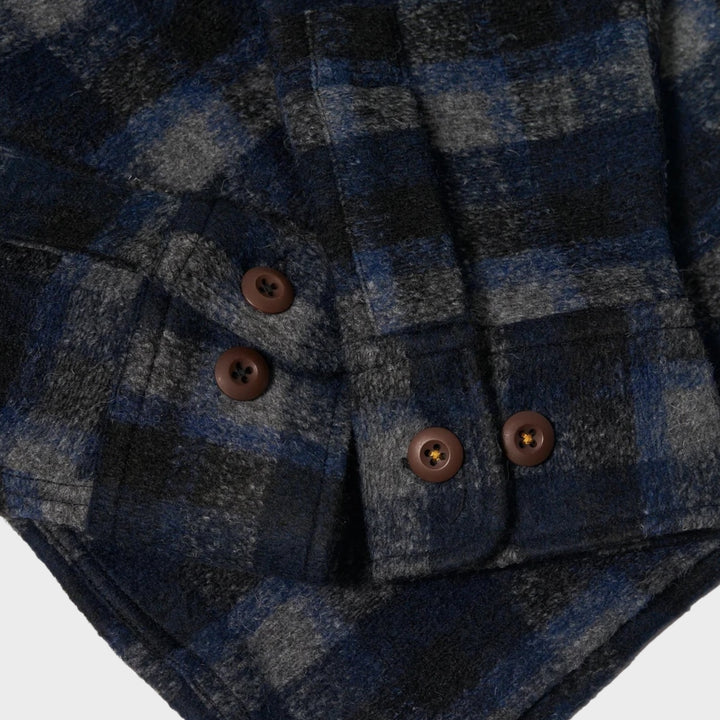 Universal Works Chandler Plaid Fatique Shirt In Navy/Black