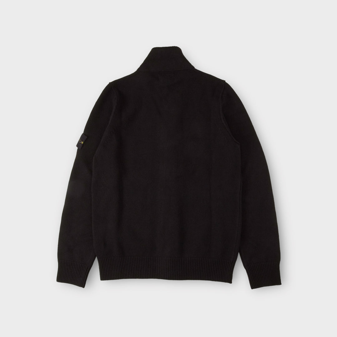 Stone Island 547A3 Full Zip Button Knit In Black