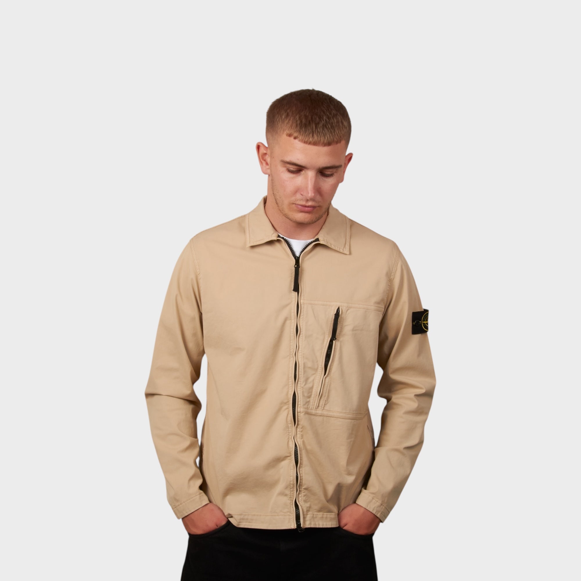Stone Island Cotton Overshirt In Sand – Le-fix.com